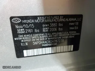 2016 Hyundai Elantra SE with VIN 5NPDH4AE8GH787238, listed as a Copart auction lot 53942105 with 92,324 mi miles and Salvage Title. Bid and sale history available at carsss.com. Image 12.