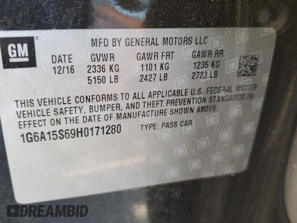 2017 Cadillac CTS-V z VIN 1G6A15S69H0171280, wystawiony jako Copart lot #48959565 z przebiegiem Nie podano mil oraz Nie do naprawy. Historia ofert i sprzedaży dostępna na DreamBid. Obrazek 13.