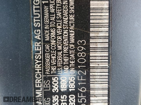 2001 Mercedes-Benz SLK 230/320 with VIN WDBKK65F61F210893, listed as a Copart auction lot 51276665 with Not provided miles and Salvage title. Bid and sale history available at DreamBid. Image 12.