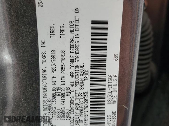 2016 Toyota Tundra SR5 z VIN 5TFRY5F17GX207581, wystawiony jako Copart lot #49678515 z przebiegiem 126 897 mil mil oraz Szkoda całkowita • Salvage title. Historia ofert i sprzedaży dostępna na DreamBid. Obrazek 12.