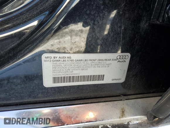 2013 Audi A8 3.0L z VIN WAUAGAFD8DN000642, wystawiony jako Copart lot #42427725 z przebiegiem 92 375 mil mil oraz Szkoda całkowita • Salvage title. Historia ofert i sprzedaży dostępna na DreamBid. Obrazek 12.