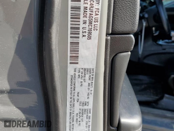 2021 Jeep Grand Cherokee Laredo X z VIN 1C4RJFAG5MC769505, wystawiony jako Copart lot #53570805 z przebiegiem 30 851 mil mil oraz Szkoda całkowita • Salvage title. Historia ofert i sprzedaży dostępna na DreamBid. Obrazek 13.
