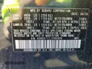 2018 Subaru Outback Touring with VIN 4S4BSETC2J3360999, listed as a Copart auction lot 48767705 with 72,453 mi miles and Salvage title. Bid and sale history available at DreamBid. Image 13.