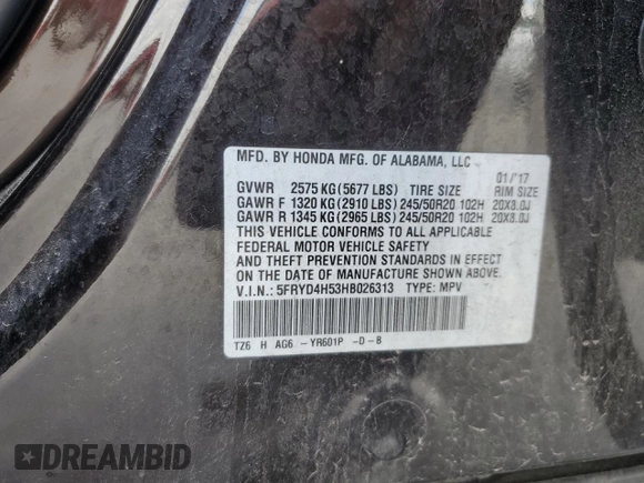 2017 Acura MDX Technology with VIN 5FRYD4H53HB026313, listed as a Copart auction lot 54315225 with 126,485 mi miles and Salvage Title. Bid and sale history available at carsss.com. Image 13.