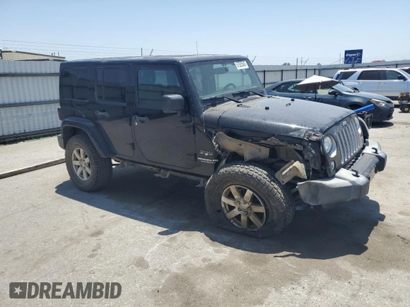 2017 Jeep Wrangler Unlimited Sahara with VIN 1C4BJWEG3HL614632, listed as a Copart auction lot 57525545 with 75,973 mi miles and Salvage title. Bid and sale history available at DreamBid. Image 4.