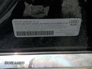 2012 Audi A8 with VIN WAURVAFDXCN026781, listed as a Copart auction lot 59197615 with 160,567 mi miles and Salvage title. Bid and sale history available at DreamBid. Image 12.