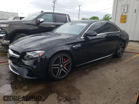 2018 Mercedes-Benz E-Class AMG E 63 S with VIN WDDZF8KB6JA374813, listed as a Copart auction lot 54470114 with 0 mi miles and Salvage Title. Bid and sale history available at carsss.com. Image 1.