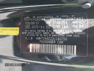 2013 Hyundai Veloster w/Gray Int with VIN KMHTC6AD2DU140750, listed as a IAAI auction lot 42615351 with 191,873 mi miles and . Bid and sale history available at DreamBid. Image 9.