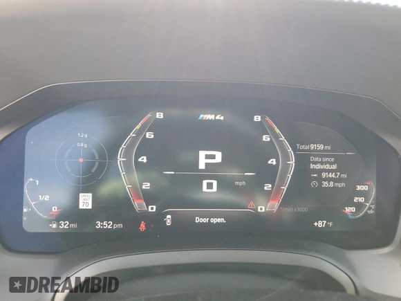 2023 BMW M4 Competition xDrive with VIN WBS33BA0XPCM13463, listed as a Copart auction lot 55806474 with 9,159 mi miles and Salvage Title. Bid and sale history available at carsss.com. Image 9.