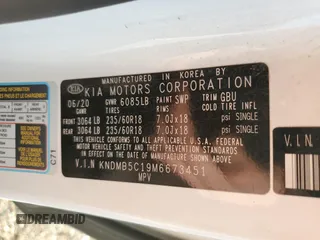 2021 Kia Sedona LX with VIN KNDMB5C19M6673451, listed as a Copart auction lot 78464884 with 70,498 mi miles and Salvage Title. Bid and sale history available at carsss.com. Image 13.
