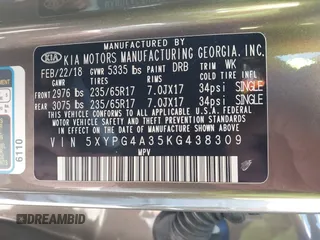 2019 Kia Sorento L with VIN 5XYPG4A35KG438309, listed as a IAAI auction lot 41539011 with 73,312 mi miles. Bid and sale history available at carsss.com. Image 9.