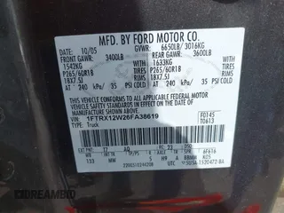 2006 Ford F-150 STX with VIN 1FTRX12W26FA38619, listed as a IAAI auction lot 42124497 with 215,306 mi miles. Bid and sale history available at carsss.com. Image 9.