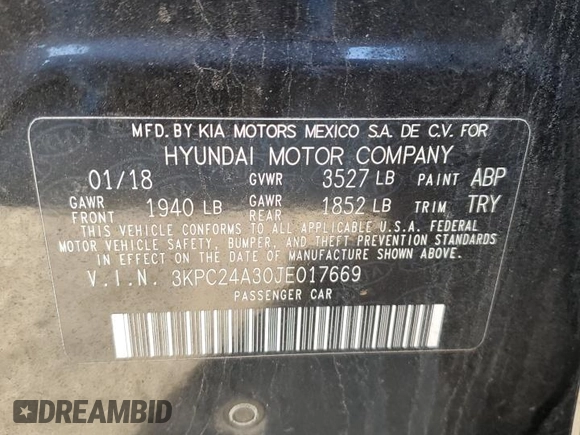 2018 Hyundai Accent SE z VIN 3KPC24A30JE017669, wystawiony jako Copart lot #46528625 z przebiegiem 103 993 mil mil oraz Szkoda całkowita • Salvage title. Historia ofert i sprzedaży dostępna na DreamBid. Obrazek 12.