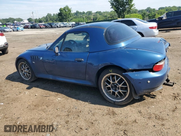2000 BMW Z3 2.5 with VIN WBACH9341YLF88574, listed as a Copart auction lot 41901735 with 395,118 mi miles and Non repairable. Bid and sale history available at DreamBid. Image 2.