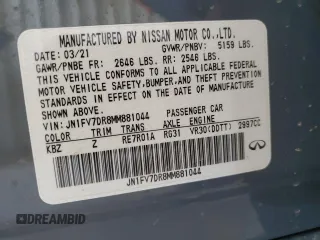 2021 Infiniti Q50 Red Sport 400 with VIN JN1FV7DR8MM881044, listed as a Copart auction lot 49596795 with 47,460 mi miles and Clean title. Bid and sale history available at DreamBid. Image 12.