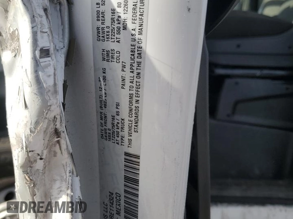 2024 Ram ProMaster Cargo Tradesman with VIN 3C6LRVVG0RE114324, listed as a Copart auction lot 83661704 with 8,722 mi miles and Salvage Title. Bid and sale history available at carsss.com. Image 13.