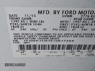 2014 Ford Explorer XLT with VIN 1FM5K7D87EGB17254, listed as a IAAI auction lot 42770996 with 115,878 mi miles and . Bid and sale history available at DreamBid. Image 9.