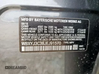2018 BMW X2 sDrive28i with VIN WBXYJ3C38JEJ91570, listed as a Copart auction lot 57483525 with 40,790 mi miles and Salvage title. Bid and sale history available at DreamBid. Image 13.