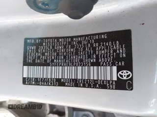 2020 Toyota Corolla LE with VIN 5YFEPRAE9LP023156, listed as a IAAI auction lot 41695183 with 114,123 mi miles. Bid and sale history available at carsss.com. Image 9.