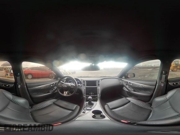 2020 Infiniti Q50 Red Sport 400 with VIN JN1FV7AP3LM630210, listed as a Copart auction lot 41796535 with 54,587 mi miles and Salvage title. Bid and sale history available at DreamBid. Image 13.