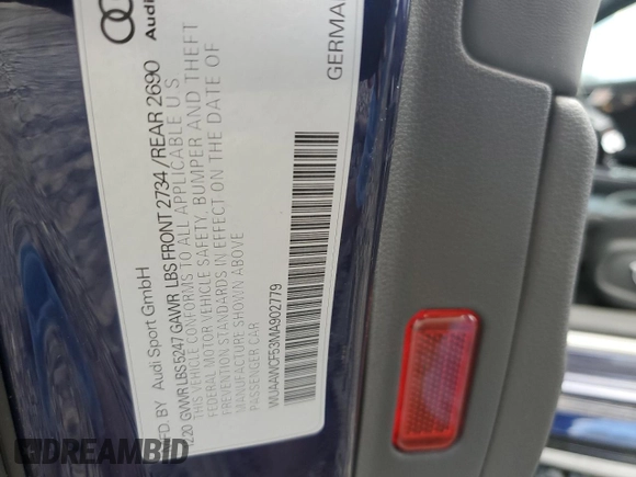 2021 Audi RS 5 Sportback z VIN WUAAWCF53MA902779, wystawiony jako Copart lot #78285014 z przebiegiem 29 526 mil mil oraz Szkoda całkowita • Salvage title. Historia ofert i sprzedaży dostępna na DreamBid. Obrazek 12.