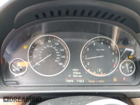 2013 BMW 5 Series 550i xDrive with VIN WBAFU9C52DDY70256, listed as a Copart auction lot 53100075 with 176,876 mi miles and Salvage Title. Bid and sale history available at carsss.com. Image 9.