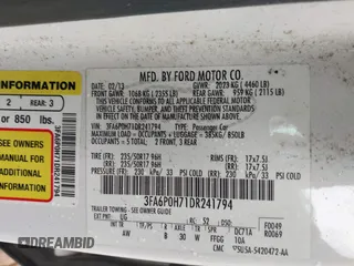 2013 Ford Fusion SE with VIN 3FA6P0H71DR241794, listed as a IAAI auction lot 42469017 with 154,627 mi miles and . Bid and sale history available at DreamBid. Image 9.