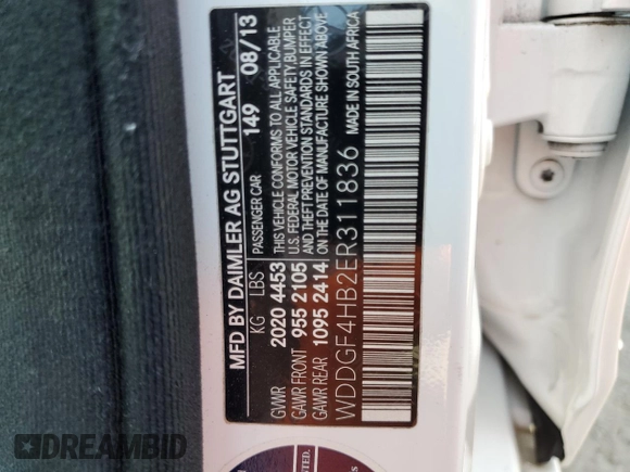 2014 Mercedes-Benz C 250 Sport with VIN WDDGF4HB2ER311836, listed as a Copart auction lot 60432065 with 170,911 mi miles and Salvage title. Bid and sale history available at DreamBid. Image 12.