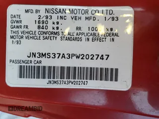 1993 Nissan 240SX SE Limited Edition z VIN JN3MS37A3PW202747, wystawiony jako Copart lot #82649544 z przebiegiem 198 171 mil mil oraz Szkody całkowita. Historia ofert i sprzedaży dostępna na DreamBid. Obrazek 13.