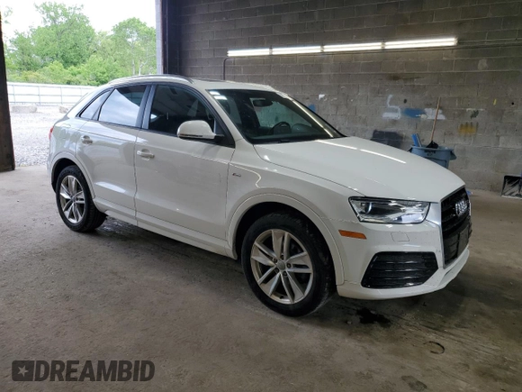 2018 Audi Q3 Premium with VIN WA1BCCFS9JR000127, listed as a Copart auction lot 58555755 with 60,295 mi miles and Salvage title. Bid and sale history available at DreamBid. Image 4.