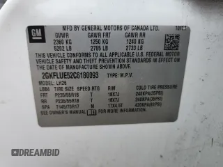 2012 GMC Terrain SLT-1 with VIN 2GKFLUE52C6180093, listed as a Copart auction lot 62328045 with 168,670 mi miles and Clean title. Bid and sale history available at DreamBid. Image 13.