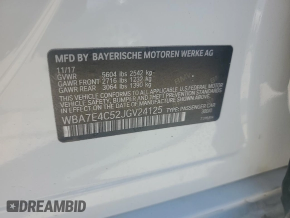 2018 BMW 7 Series 740i xDrive with VIN WBA7E4C52JGV24125, listed as a Copart auction lot 48164214 with 77,695 mi miles. Bid and sale history available at carsss.com. Image 13.
