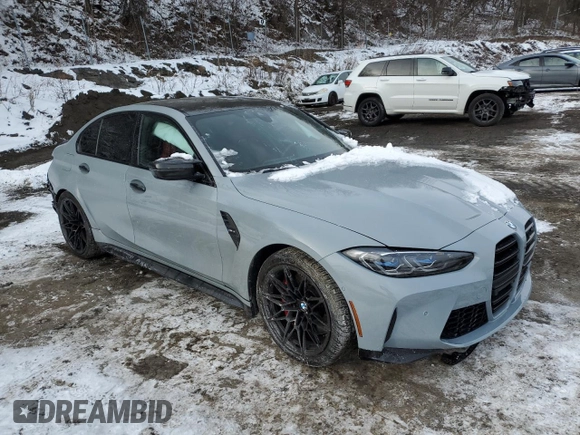 2021 BMW M3 with VIN WBS53AY01MFL20155, listed as a Copart auction lot 88773105 with 48,612 mi miles and Salvage Title. Bid and sale history available at carsss.com. Image 4.