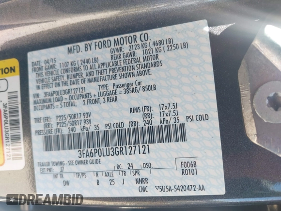 2016 Ford Fusion SE Hybrid with VIN 3FA6P0LU3GR127121, listed as a IAAI auction lot 41840795 with 88,281 mi miles. Bid and sale history available at carsss.com. Image 9.