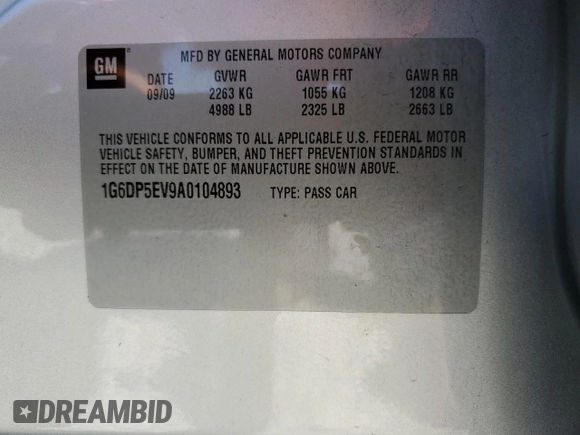 2010 Cadillac CTS Premium with VIN 1G6DP5EV9A0104893, listed as a Copart auction lot 52033645 with 197,118 mi miles and Salvage title. Bid and sale history available at DreamBid. Image 12.