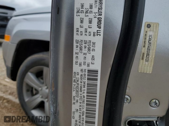 2014 Jeep Patriot Latitude with VIN 1C4NJPFA2ED853737, listed as a Copart auction lot 47800645 with 97,613 mi miles and Salvage Title. Bid and sale history available at carsss.com. Image 15.