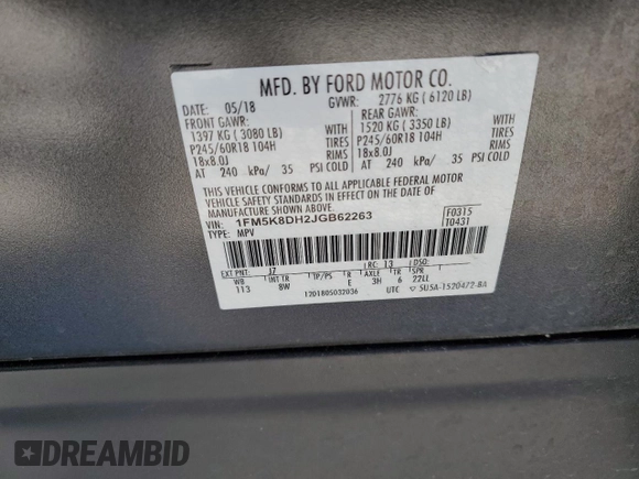 2018 Ford Explorer XLT with VIN 1FM5K8DH2JGB62263, listed as a Copart auction lot 45477915 with 74,268 mi miles and Salvage Title. Bid and sale history available at carsss.com. Image 13.