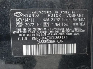 2012 Hyundai Elantra Limited z VIN KMHDH4AE0CU363189, wystawiony jako IAAI lot #42249459 z przebiegiem 121 470 mil mil oraz . Historia ofert i sprzedaży dostępna na DreamBid. Obrazek 9.