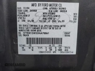 2005 Ford F-150 STX with VIN 1FTRX12W55NA78861, listed as a IAAI auction lot 42382239 with 227,874 mi miles and . Bid and sale history available at DreamBid. Image 9.