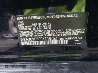 2014 BMW 3 Series 328i with VIN WBA3C1C53EK108252, listed as a IAAI auction lot 41764991 with 137,236 mi miles. Bid and sale history available at carsss.com. Image 9.
