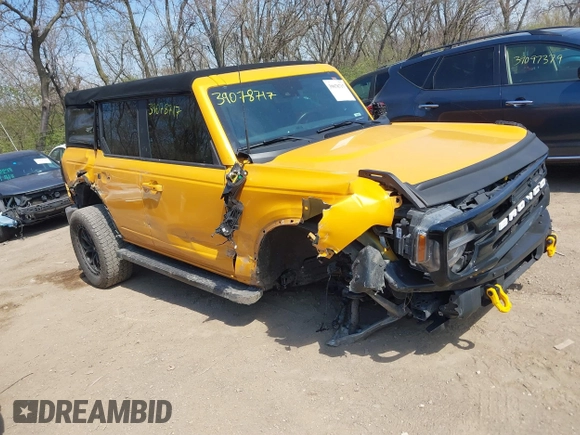 2021 Ford Bronco with VIN 1FMDE5BH7MLA95966, listed as a IAAI auction lot 39078717 with 44,858 mi miles and . Bid and sale history available at DreamBid. Image 1.
