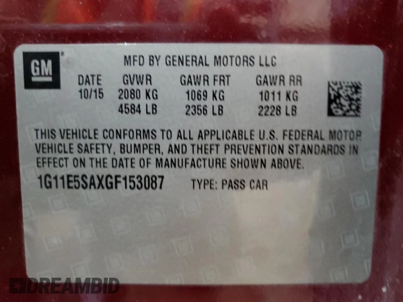 2016 Chevrolet Malibu Limited LTZ with VIN 1G11E5SAXGF153087, listed as a Copart auction lot 81965554 with 180,297 mi miles and Salvage Title. Bid and sale history available at carsss.com. Image 13.