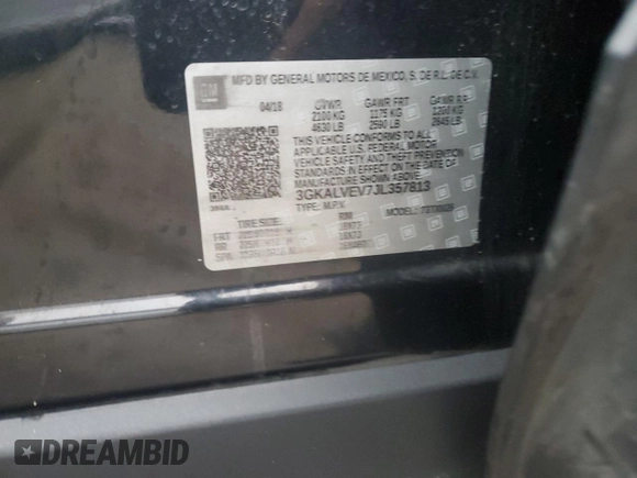 2018 GMC Terrain SLT with VIN 3GKALVEV7JL357813, listed as a Copart auction lot 80859704 with 97,437 mi miles and Salvage Title. Bid and sale history available at carsss.com. Image 15.