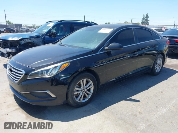 2016 Hyundai Sonata SE with VIN 5NPE24AF5GH359190, listed as a IAAI auction lot 39367783 with 86,841 mi miles and . Bid and sale history available at DreamBid. Image 2.