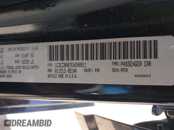2014 Chrysler 200 LX with VIN 1C3CCBAB7EN208911, listed as a IAAI auction lot 41981884 with 144,239 mi miles and . Bid and sale history available at carsss.com. Image 9.