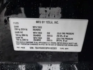 2023 Tesla Model Y Long Range with VIN 7SAYGDEE8PA183301, listed as a IAAI auction lot 41498769 with 82,893 mi miles and . Bid and sale history available at carsss.com. Image 9.