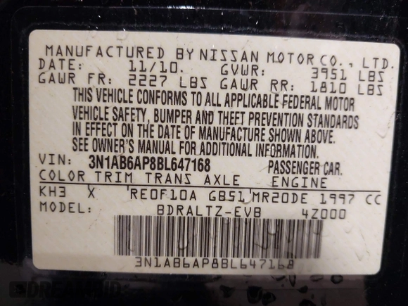 2011 Nissan Sentra SR with VIN 3N1AB6AP8BL647168, listed as a IAAI auction lot 40694237 with 135,622 mi miles and . Bid and sale history available at DreamBid. Image 9.