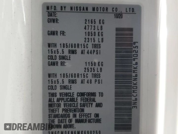 2021 Nissan NV200 S z VIN 3N6CM0KN6MK690259, wystawiony jako Copart lot #48828735 z przebiegiem 60 201 mil mil oraz Szkoda całkowita • Salvage title. Historia ofert i sprzedaży dostępna na DreamBid. Obrazek 13.