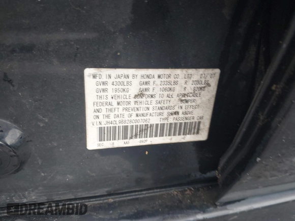 2008 Acura TSX with VIN JH4CL96828C007062, listed as a IAAI auction lot 42627526 with 207,687 mi miles and . Bid and sale history available at DreamBid. Image 9.