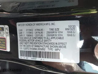 2021 Acura RDX with VIN 5J8TC1H30ML005892, listed as a IAAI auction lot 41524835 with 40,333 mi miles. Bid and sale history available at carsss.com. Image 9.